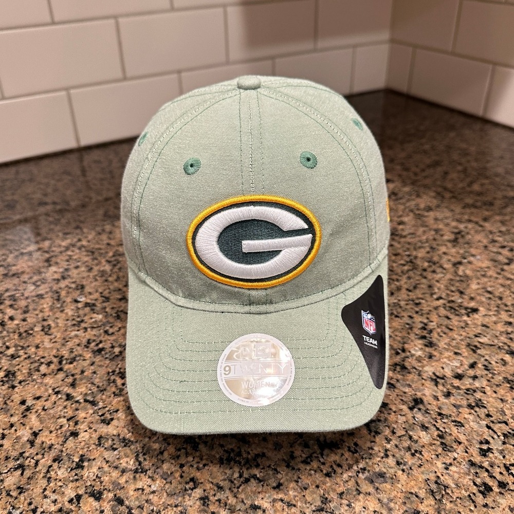 Green Bay Packers New Era 9TWENTY Women's Adjustable Linen Green Hat New